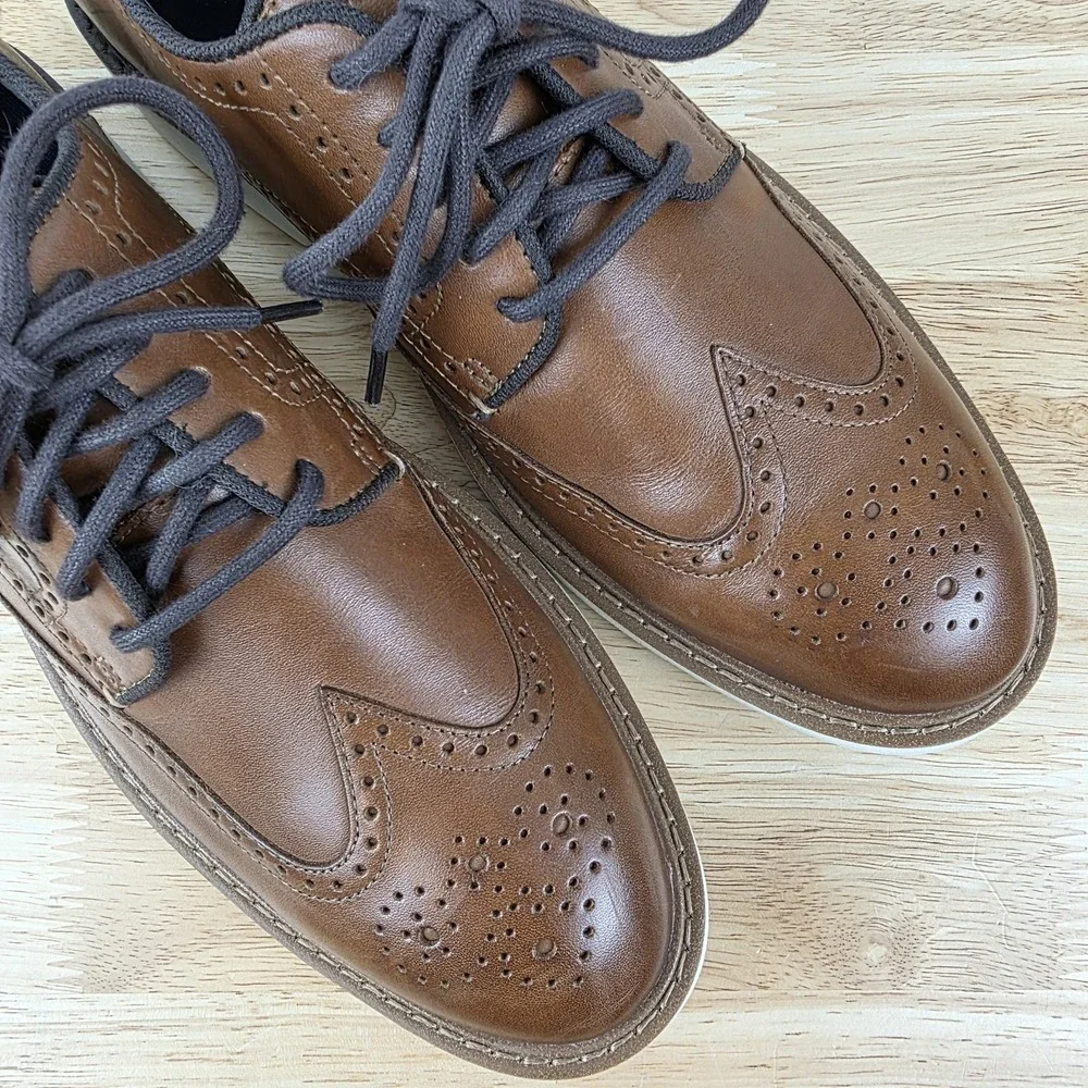 Cole Haan Go-To Wingtip Oxford Shoes Mens 8 M British Tan Leather Brogue C34120